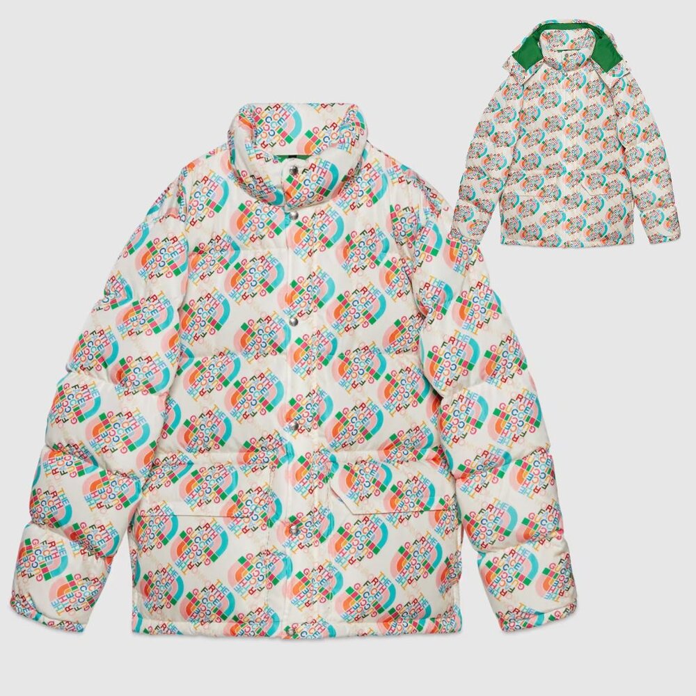 GUCCI JACKET X THE NORTH FACE HOODED DOWN COAT w LOGO sz M MEDIUM
